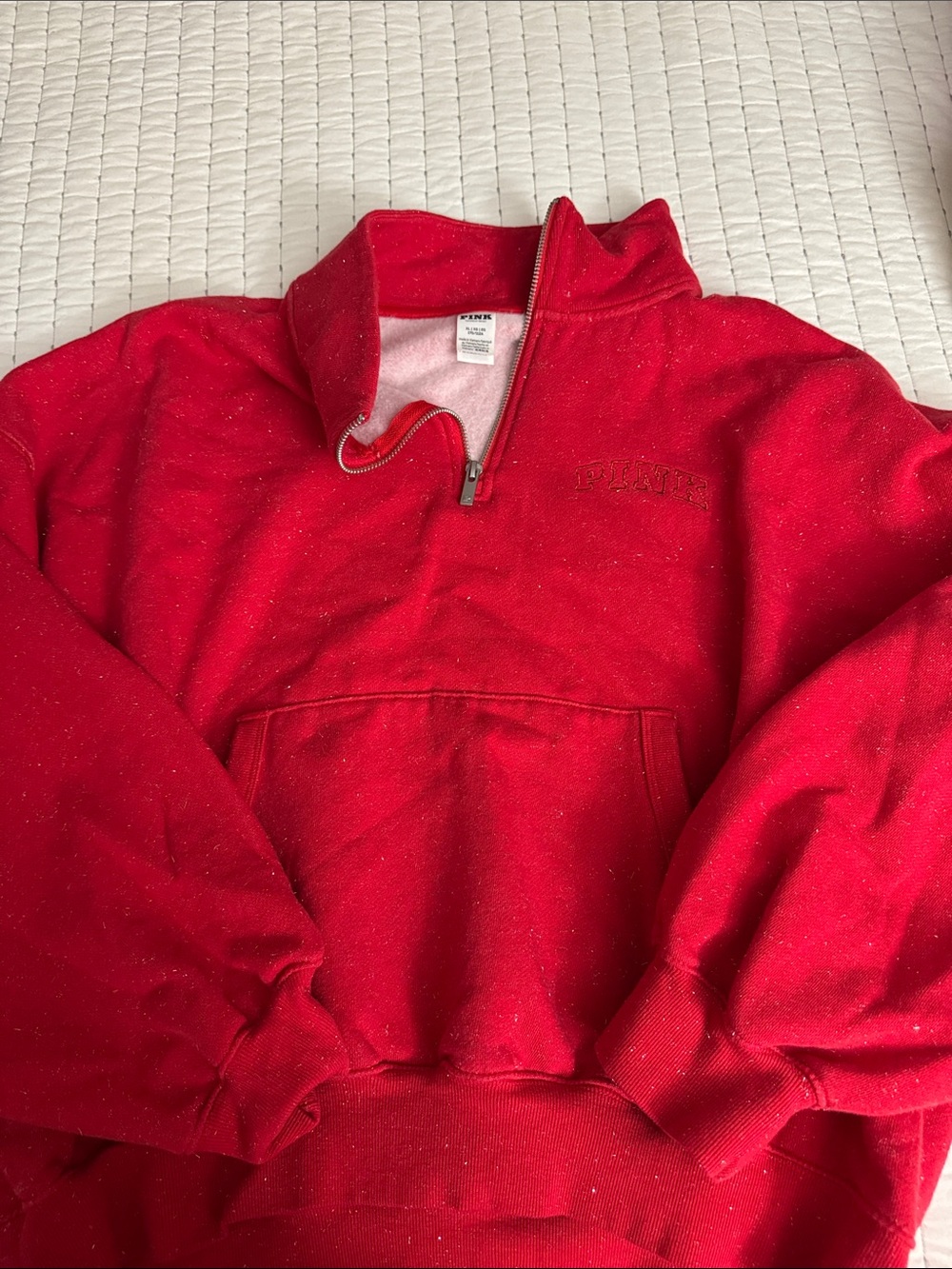 PINK Victoria's Secret Red Quarter-Zip Sweatshirt